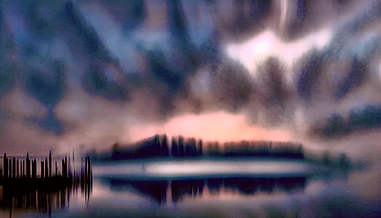 Peut être une image de lac, crépuscule, nature et brouillard
